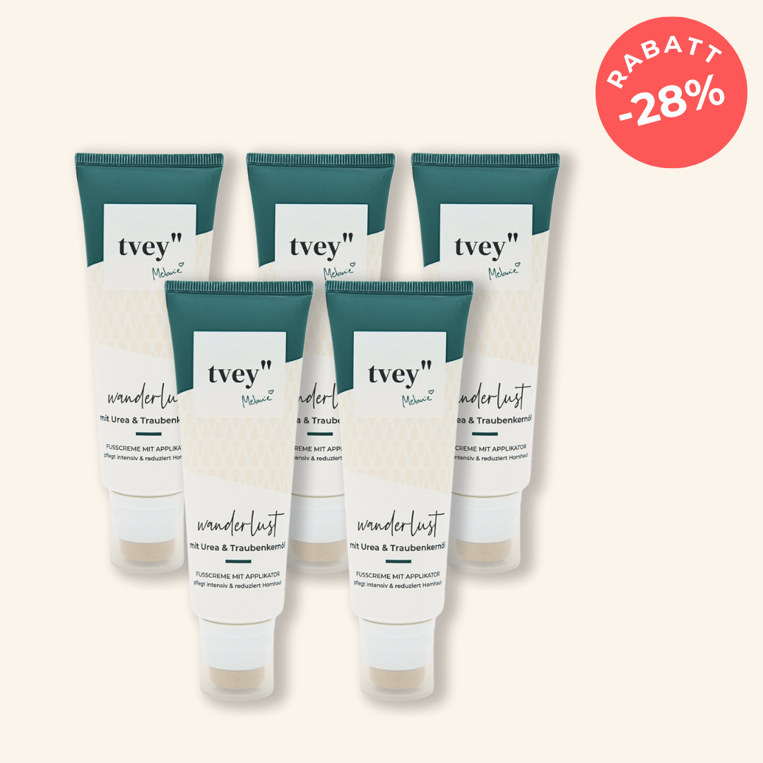 5er Vorteilspack Melanies vitalisierende Fußcreme Wanderlust