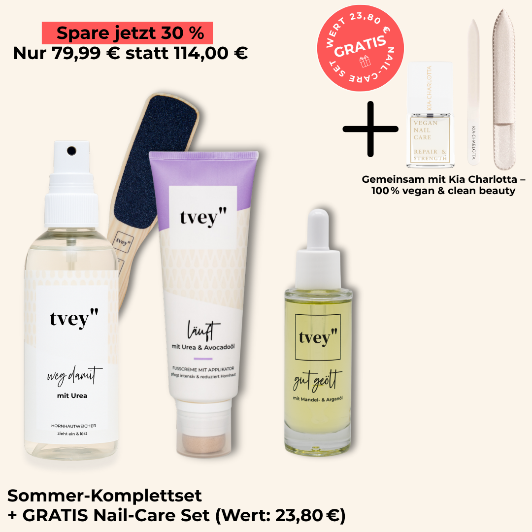 Sommer-Special Anti-Hornhaut Pflegeset "Rundum gepflegt" | für streichelzarte Füße inkl. GRATIS Nail-Care Set