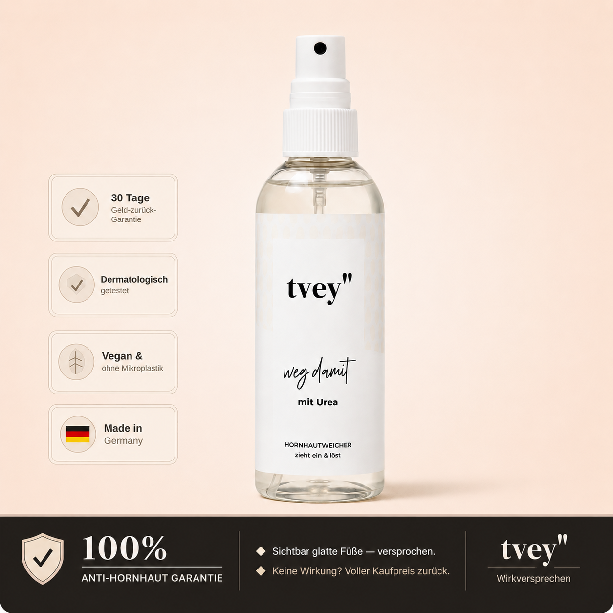 Hornhautweicher Spray "weg damit" | 20 % Urea & Panthenol für sofortige Wirkung